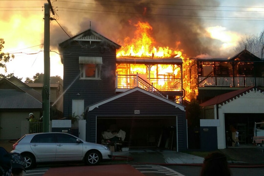 Two houses on fire in Paddington, Brisbane