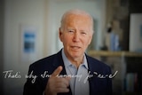 Joe Biden speaks in this still image taken from his official campaign launch video.
