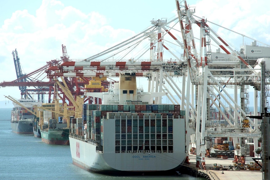 OOCL America docked at the Port of Brisbane