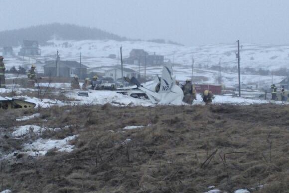 The scene of the plane crash which killed Jean Lapierre and six others.