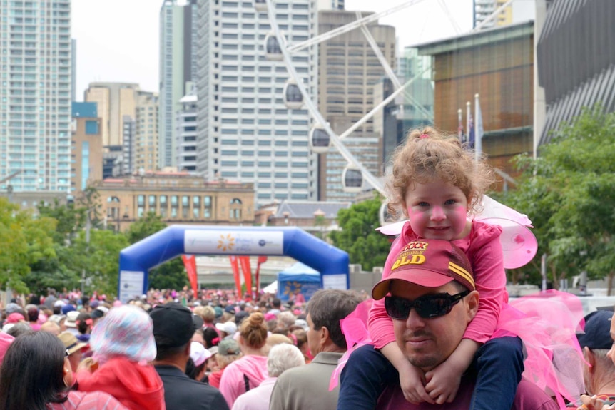 A youngster gets a good position for the Brisbane Mother's Day Classic