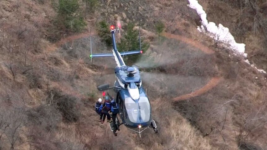 Search and rescue personnel near Germanwings crash site