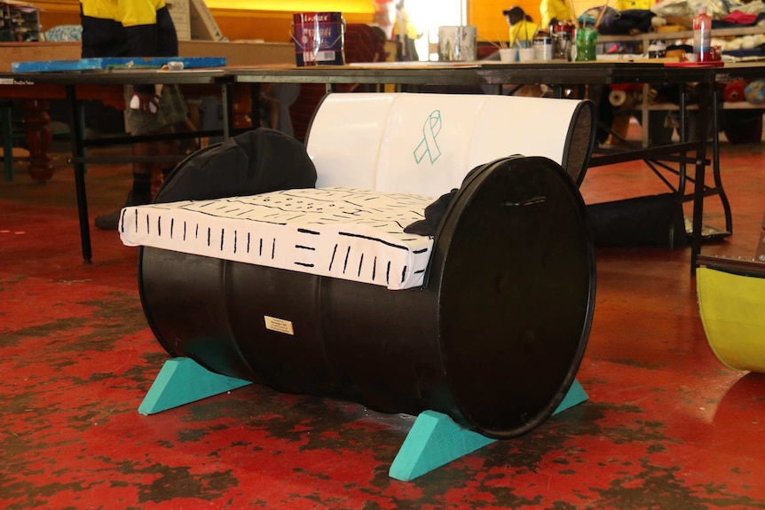 Chair made from disused fuel drum
