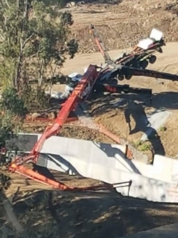 A concrete pump roll over at Toowoomba's second range crossing
