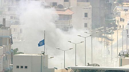 Smoke rises after an Israeli missile strike