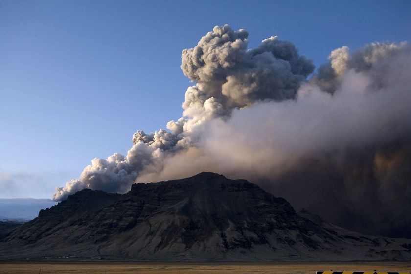 Smoke billows from Eyjafjallajokull volcano