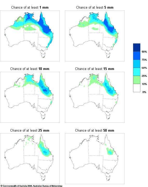 Rainfall of at least 5mm likely across northern Australia and in patches down east coast chance of heavier falls in central QLD
