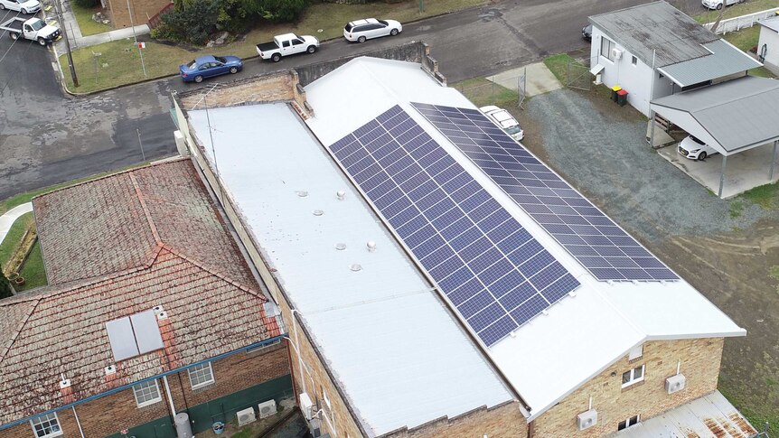 Solar panels on the roof of a building