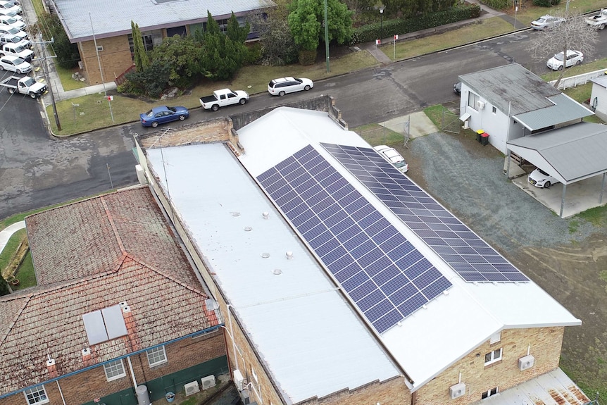 Solar panels on the roof of a building