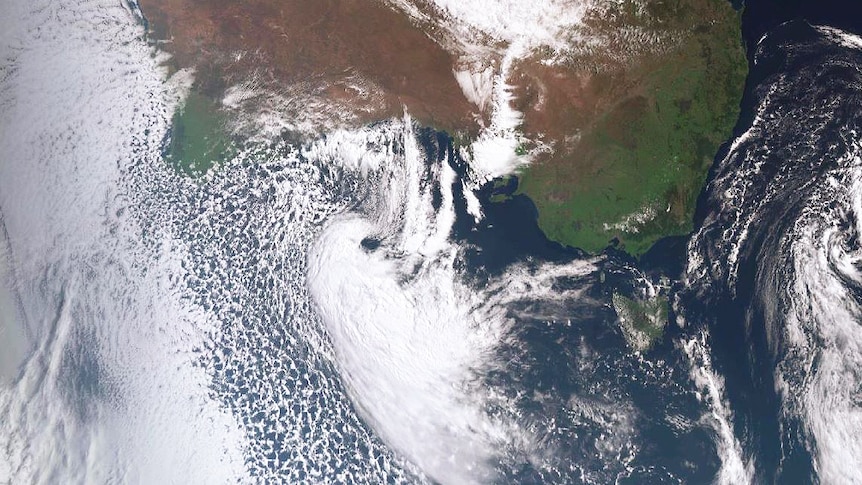 The intense low pressure system forming below South Australia