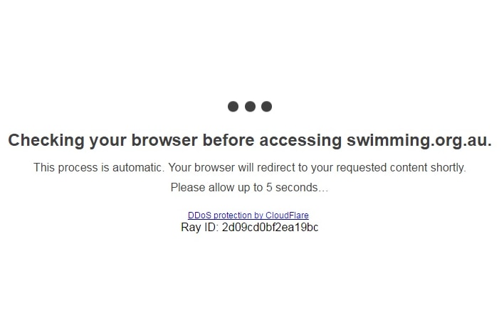A screenshot saying "Checking your browser before accessing swimming.org.au"