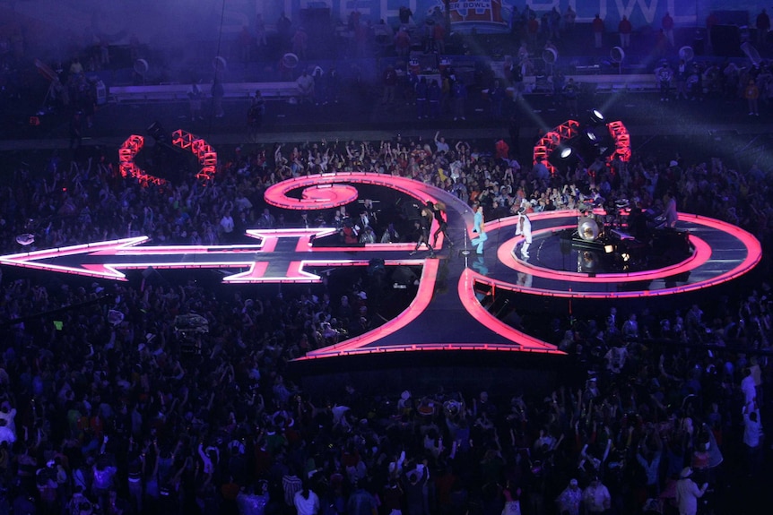 Prince's symbol as the stage at Super Bowl