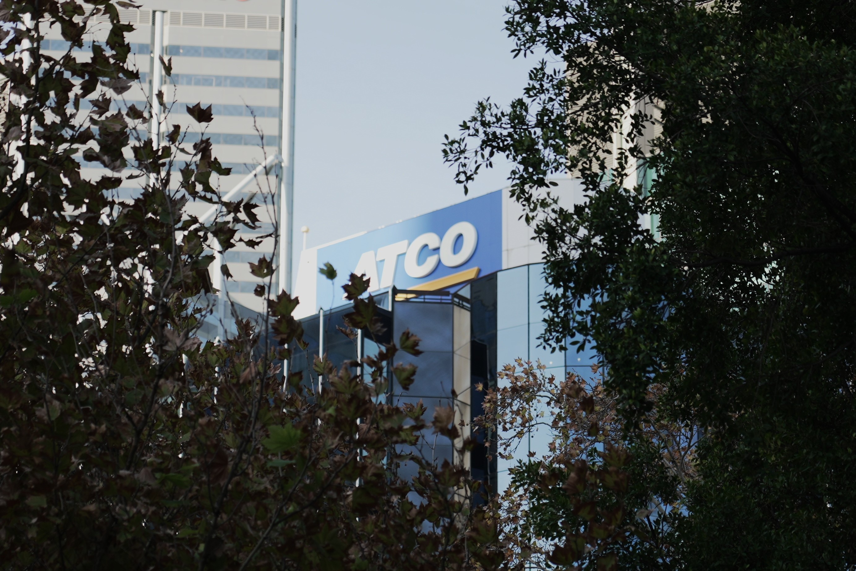 The exterior of a corporate headquarters.
