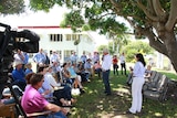 Deputy Prime Minister and Agriculture Minister Barnaby Joyce talkers to graziers near Stanage Bay