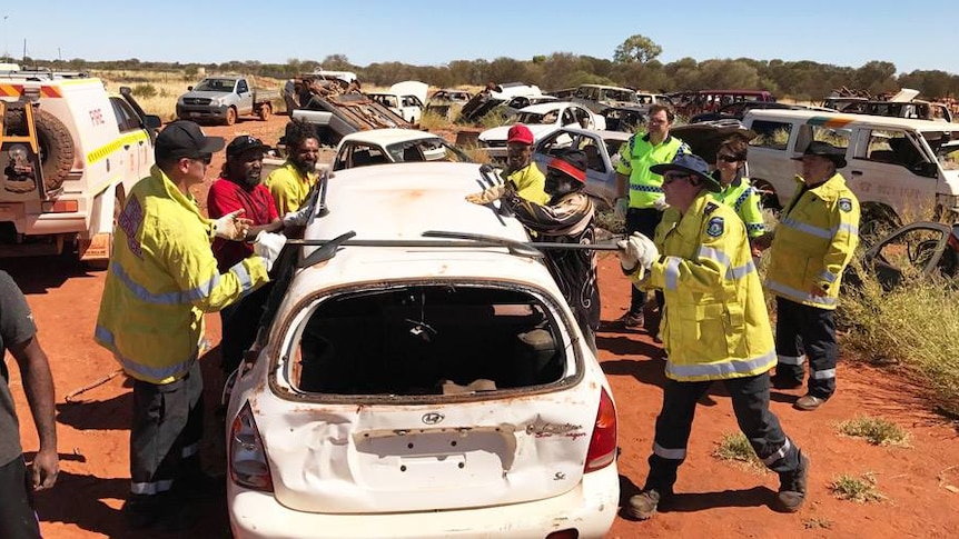 DEFES staff work with a group of Warburton locals teaching them about emergency response techniques.