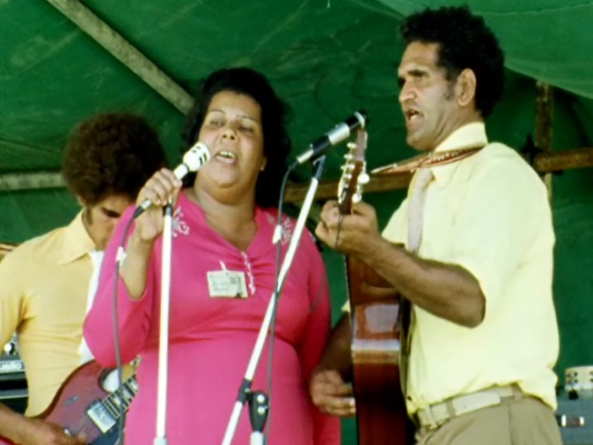 Mick and Aileen Donovan at the First National Aboriginal Country and Western Festival, Canberra, 1976.