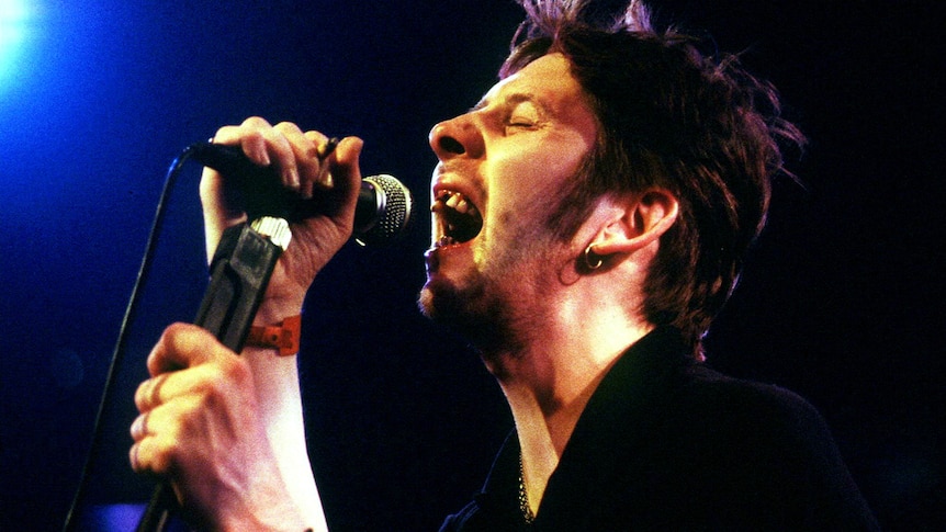 Shane MacGowan performs with The Popes at the Montreux Jazz festival.