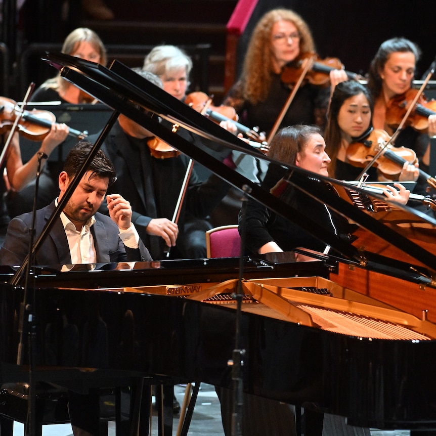 Pianist, Behzod Abduraimov performing with the BBC Scottish Symphony Orchestra Royal Albert Hall, London.