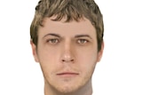 A police photofit of the suspect, a man in his early 20s.