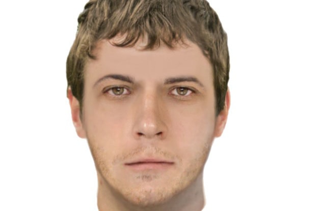 A police photofit of the suspect, a man in his early 20s.