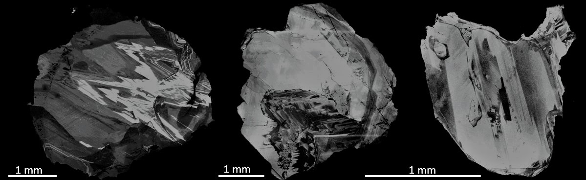 Electron microscope images of diamonds