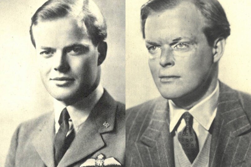RAF pilot Richard Hillary before and after he suffered horrific burns.