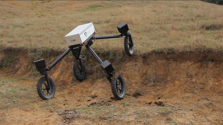 SwagBot during the initial test on farm
