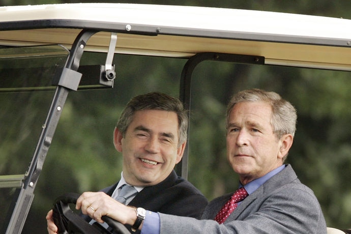 George W Bush and Gordon Brown