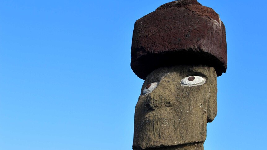 The only moai with eyes - For Rapa Nui rock statues story on Foreign Correspondent.