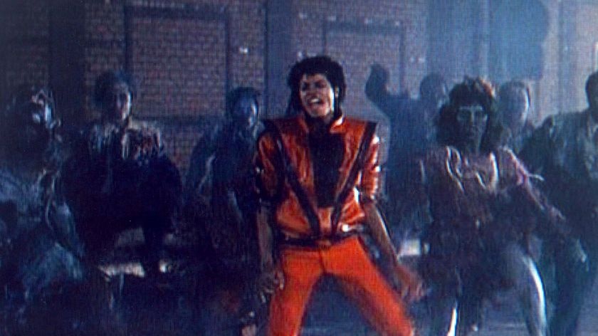Michael Jackson dances during the 1983 film clip to his song Thriller.