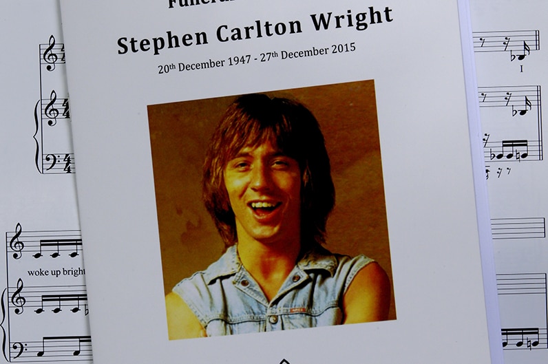 Stevie Wright funeral program Easybeats