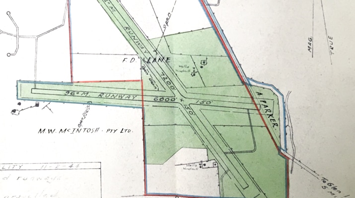 A map of an airfield circa 1944 marked secret