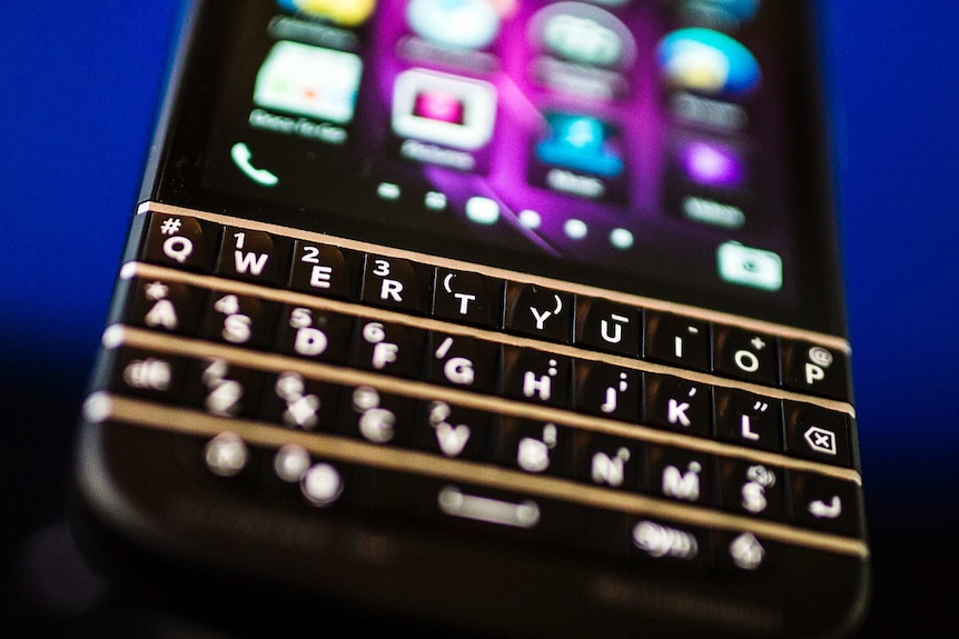 The keypad on a BlackBerry handset.