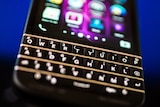 The keypad on a BlackBerry handset.