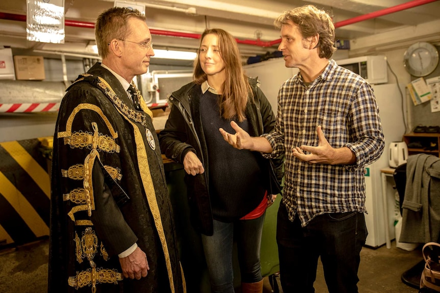 Mayor Martin Haese with Ali Clarke and Craig Ruecassel