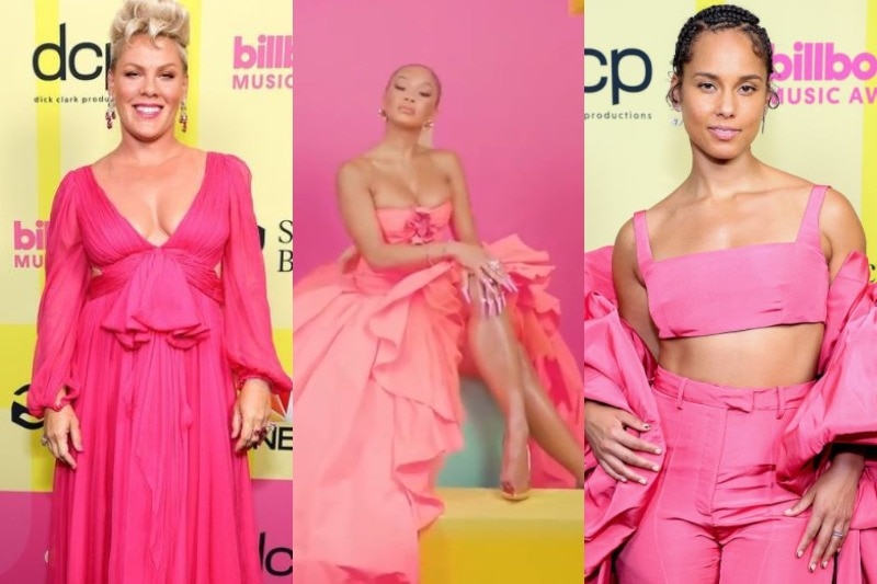 Pink, Saweetie and Alicia Keys in pink gowns for the Billboard awards