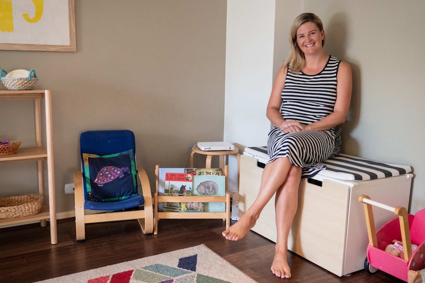 Mandy Richardson, parenting educator, in her kids' toy space.