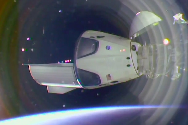 SpaceX Demo1 capsule docked to ISS
