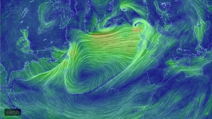 Graphic of winds over the Atlantic