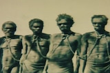 Aboriginal prisoners in chains around the 19th century.