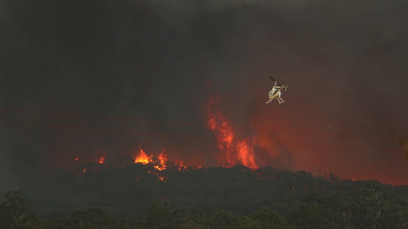 Fire-fighting helicopter in Bunyip State Park