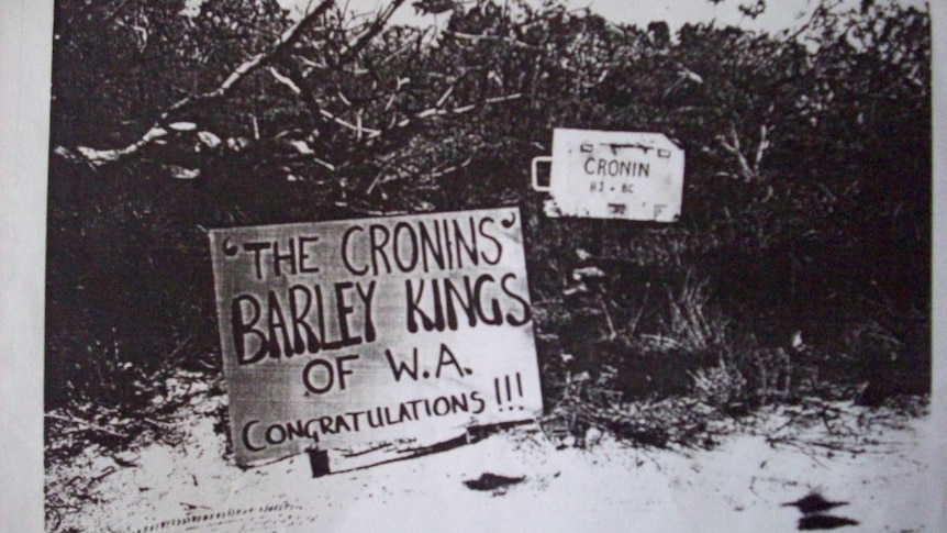 An old sign outside the front of the Cronin's property