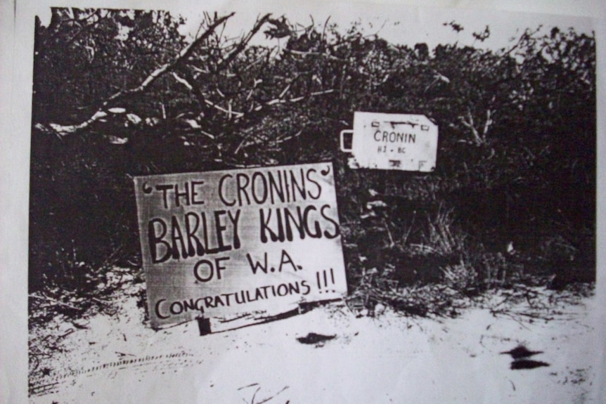 An old sign outside the front of the Cronins' property