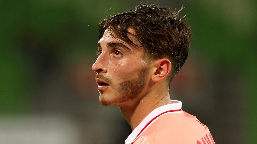 Adelaide United's Joshua Cavallo looks on during the A-League Mens match against Western United