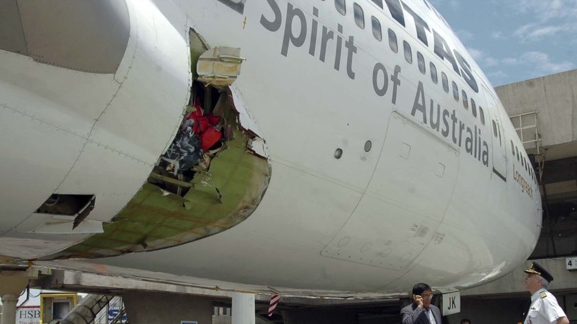 Hole in Qantas plane