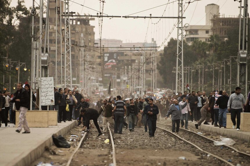 Protesters march in Cairo