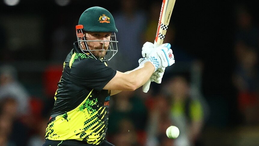 Aaron finch plays a shot