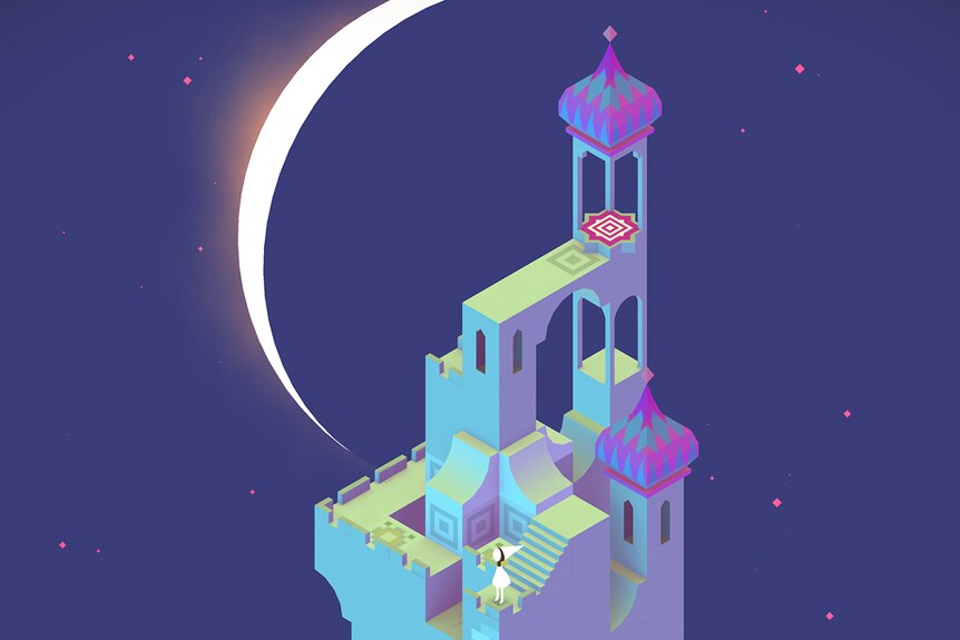 Colour screenshot of a scene from mobile game Monument Valley I.