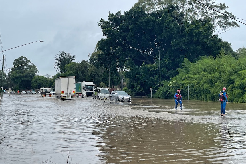 A flooded road