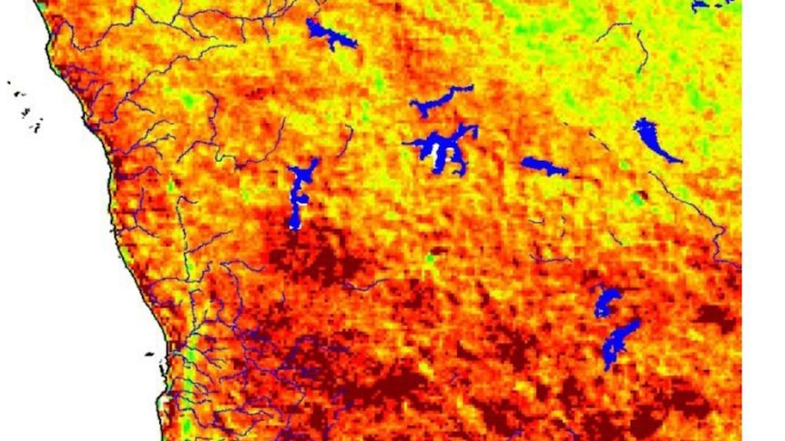The thermal image shows how dry the wheatbelt has become